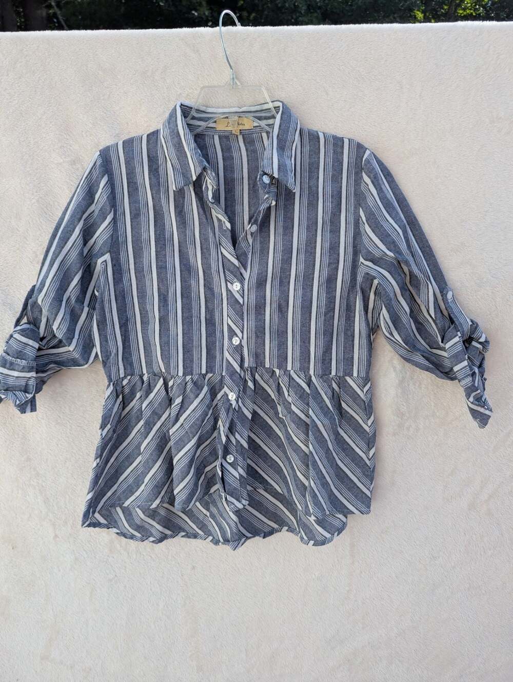 NWT Love Notes Striped Peplum Top L